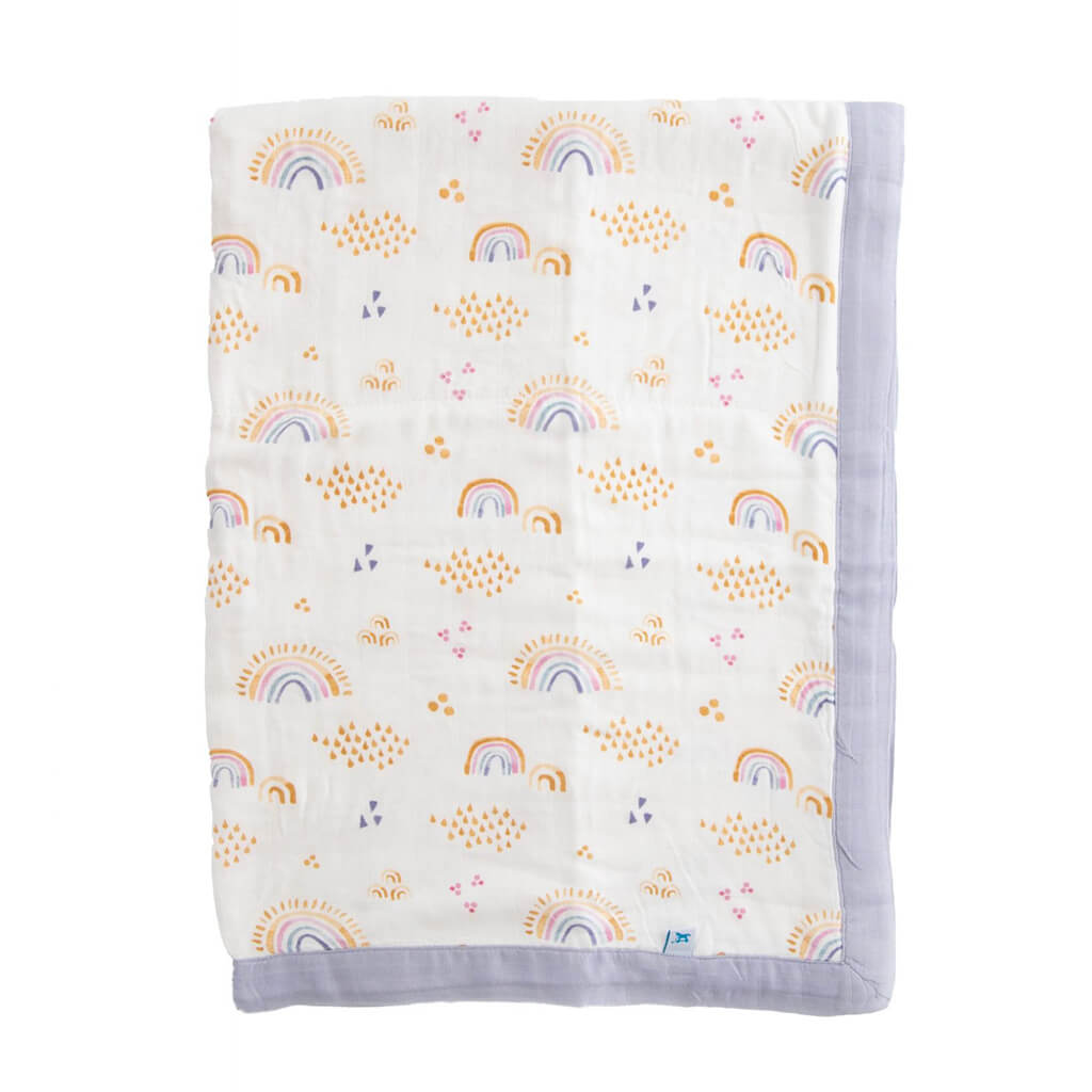 Little Unicorn Deluxe Muslin Baby Blanket Rainbows & Raindrops