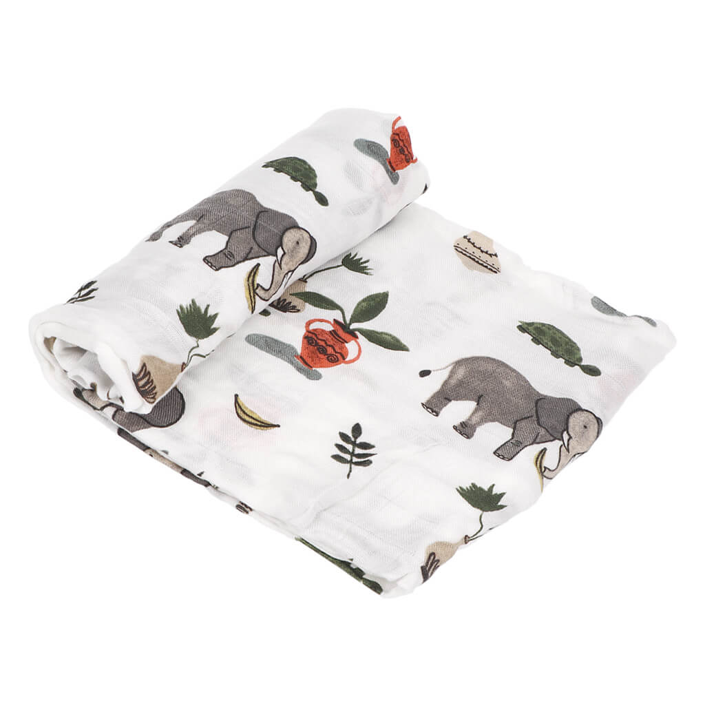 Little Unicorn Deluxe Muslin Swaddle Single Safari Social