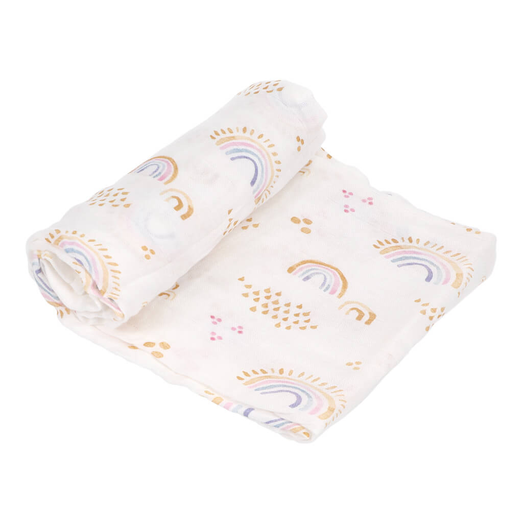 Little Unicorn Deluxe Muslin Swaddle Rainbows & Raindrops