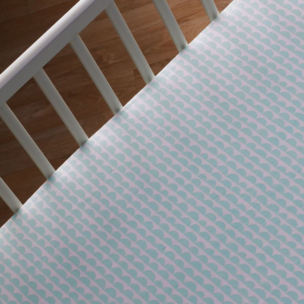 Crib Fitted Sheet Mini Mint Scallop