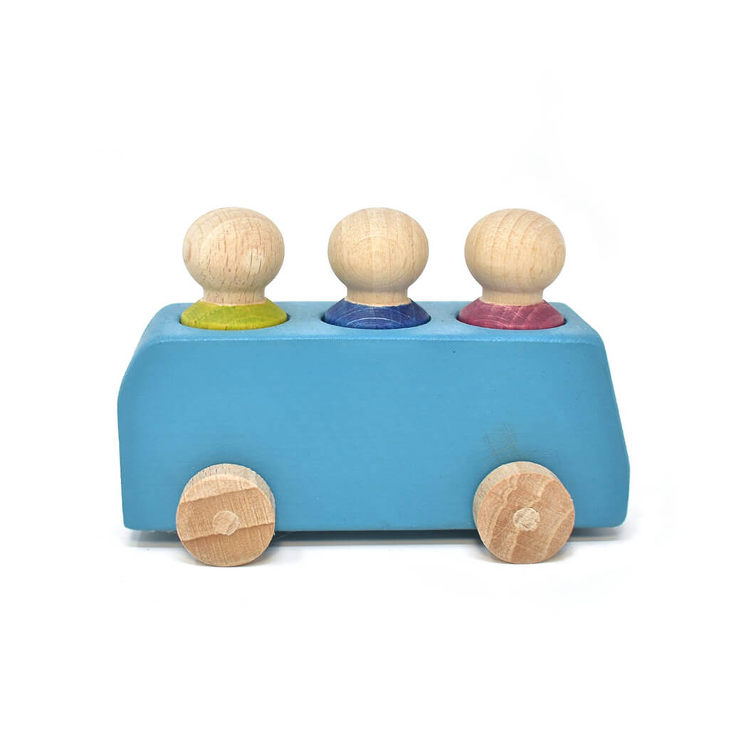 Wooden Bus with Figures Blue