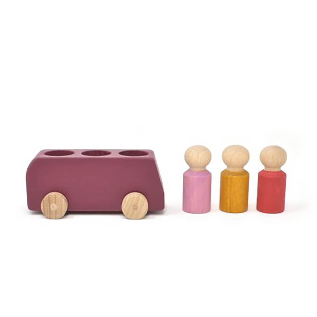 Wooden Bus with Figures Plum