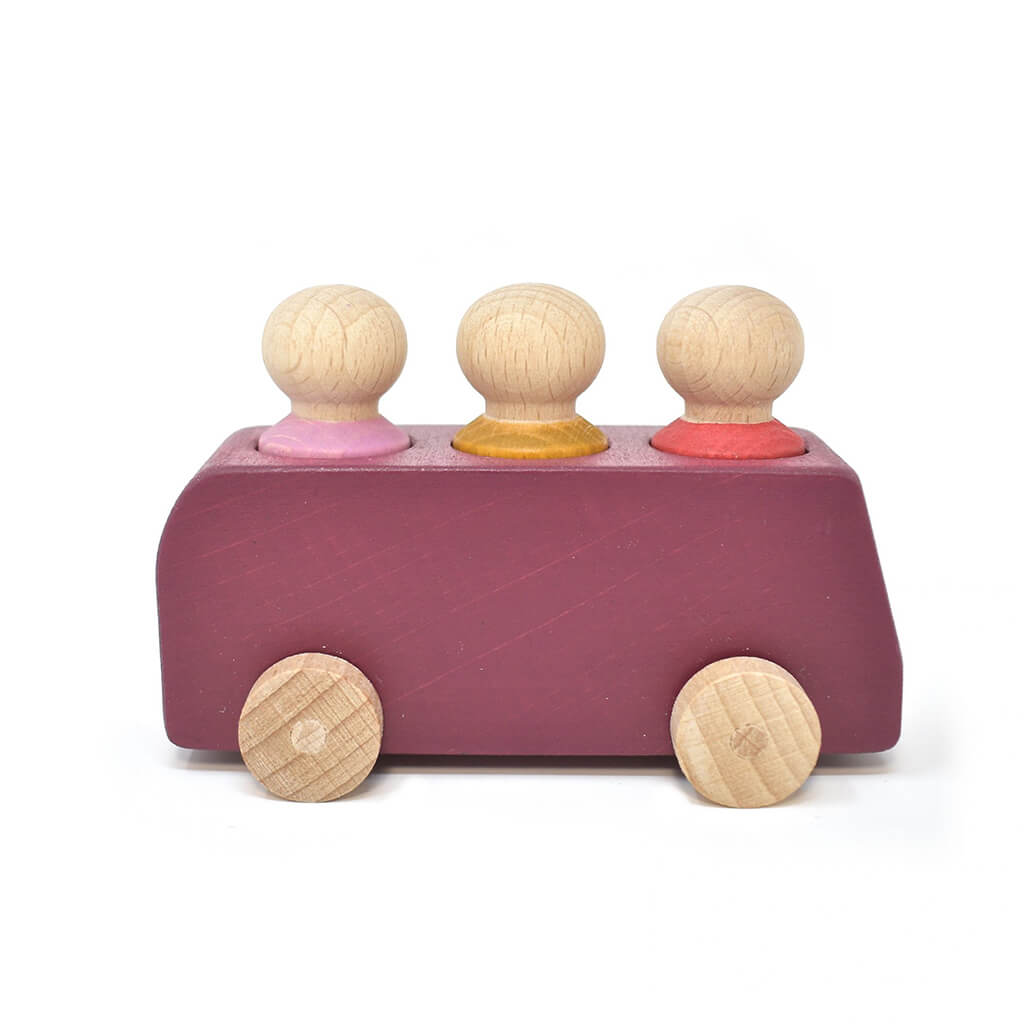 Wooden Bus with Figures Plum