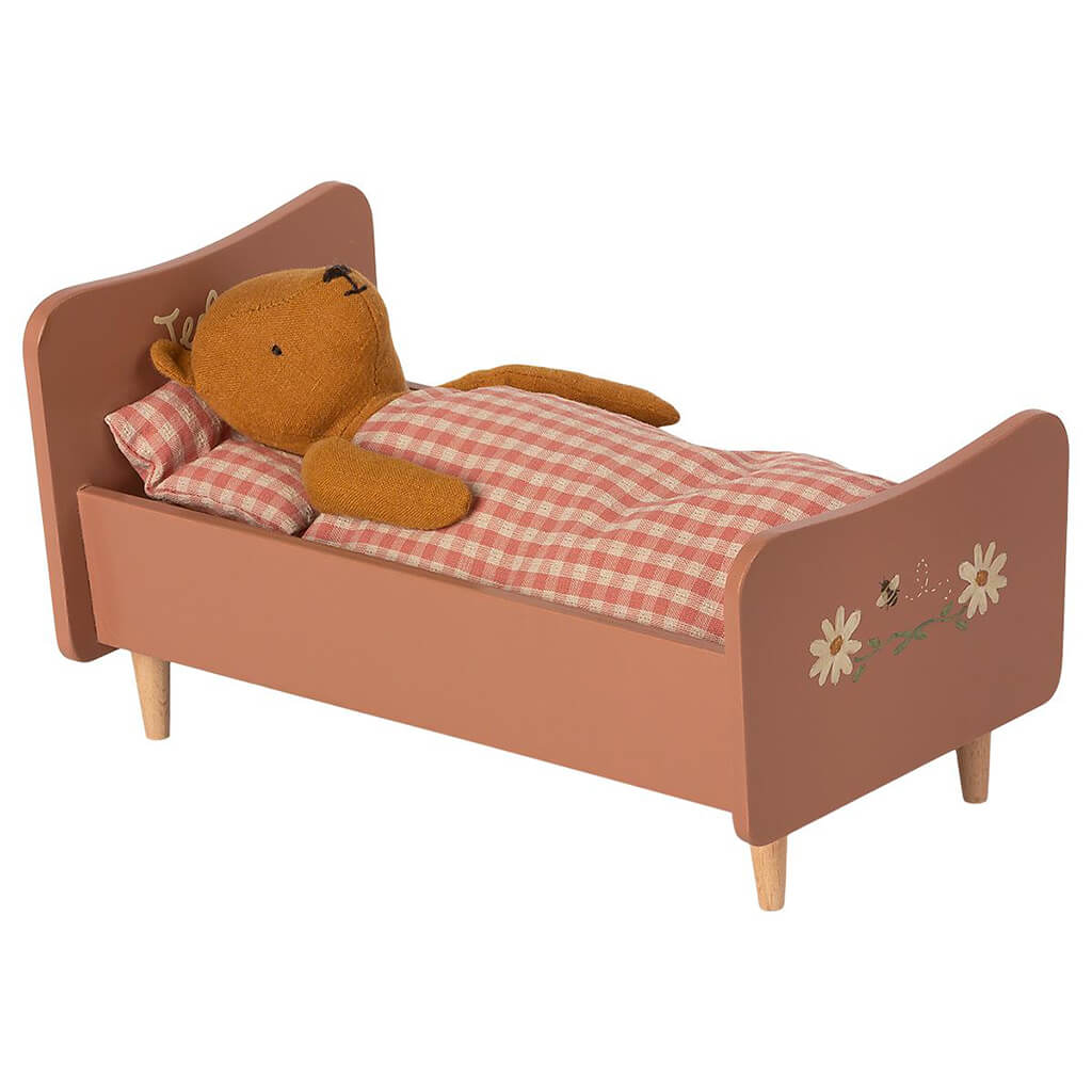 Maileg Teddy Mom Wooden Bed Toy Rose