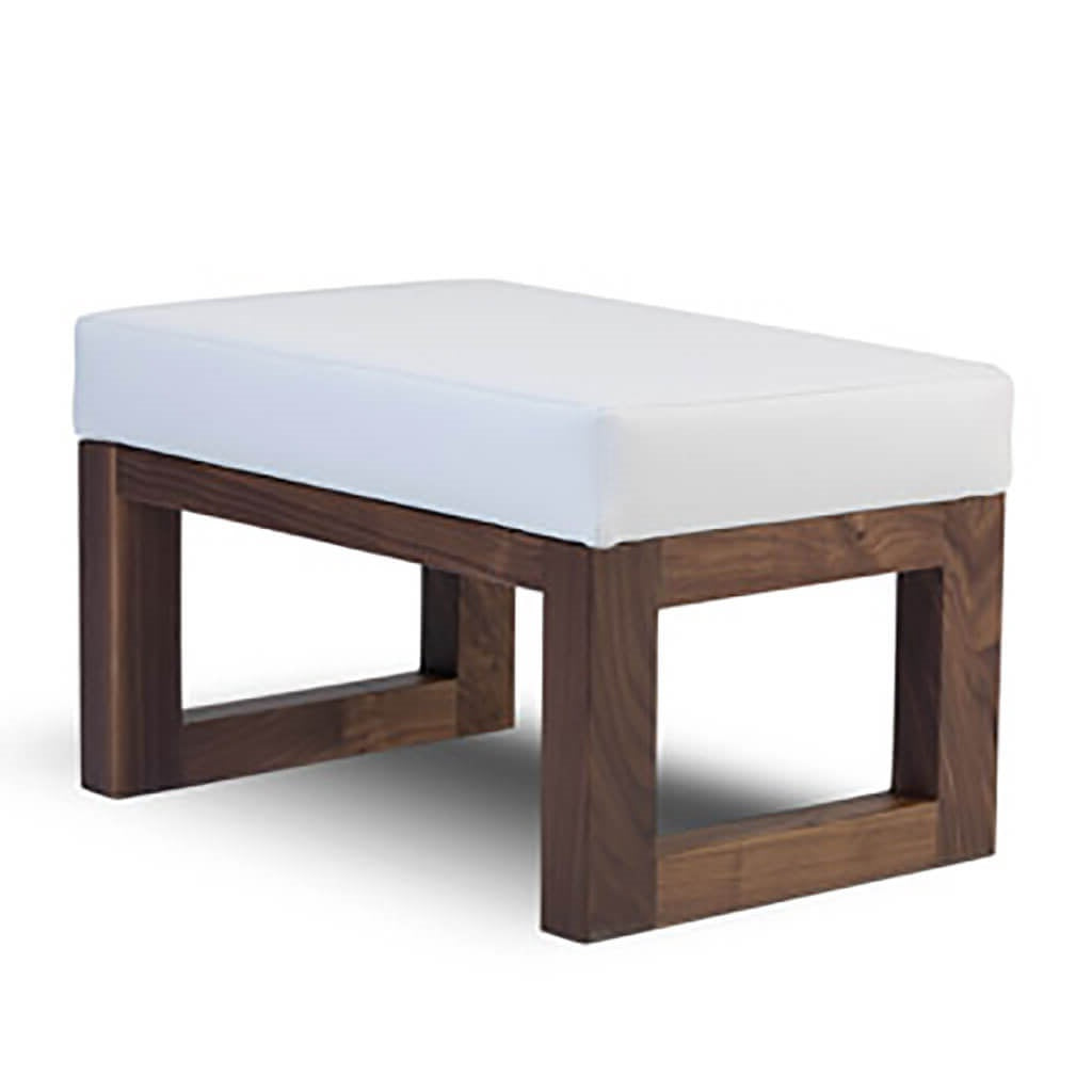 Joya Ottoman White Leather Base Walnut