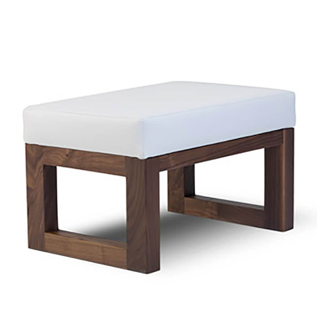 Joya Ottoman White Leather Base Walnut