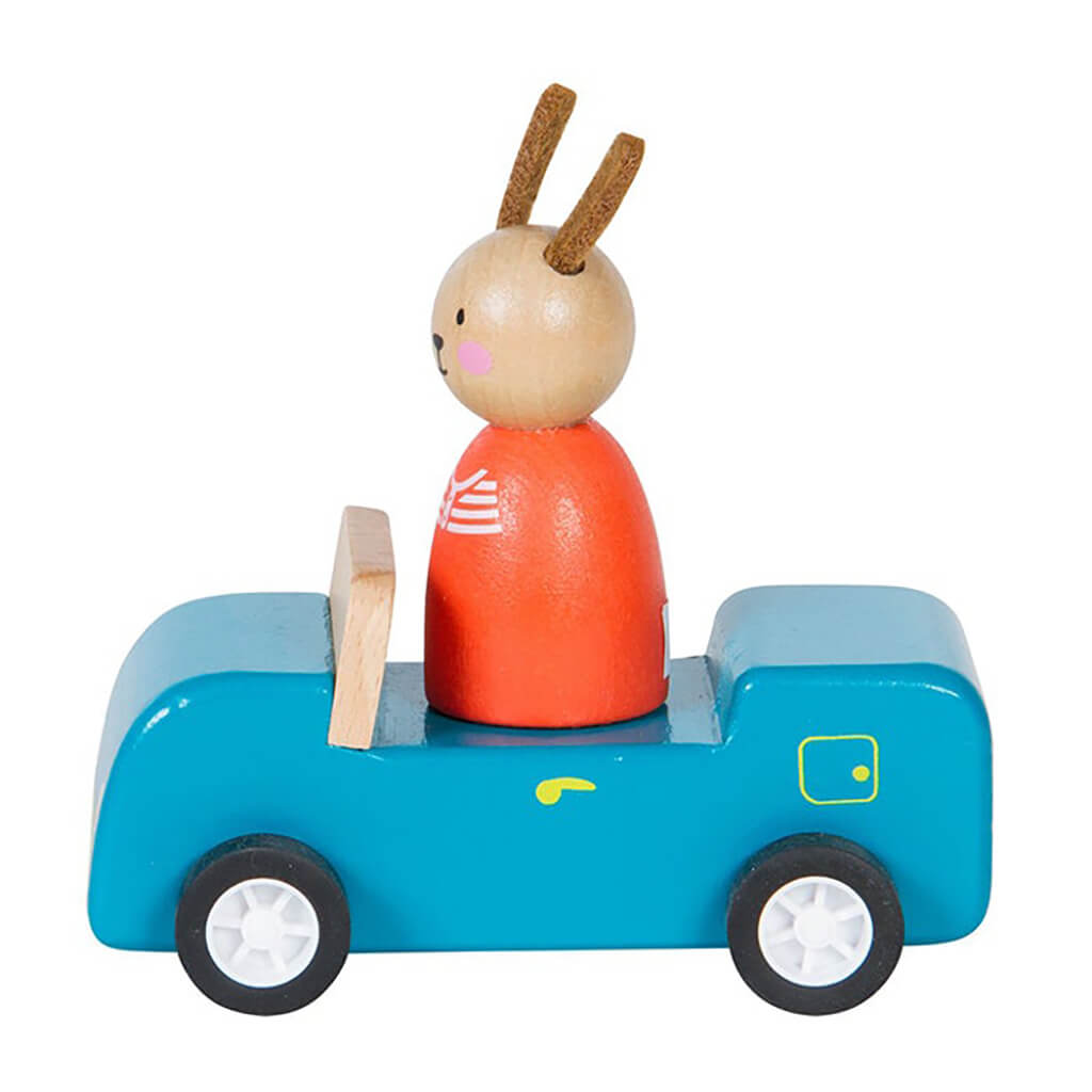 Moulin Roty La Grande Famille Wooden Family Car Blue