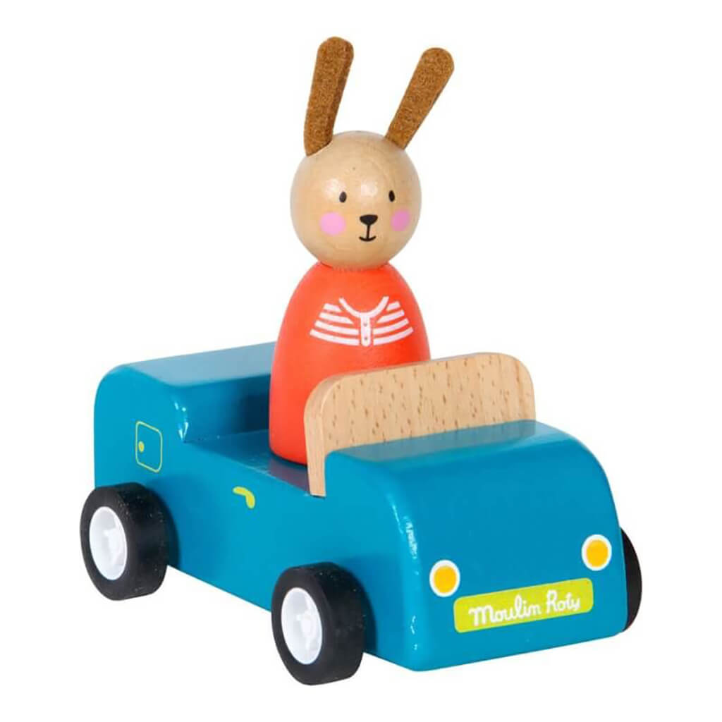 Moulin Roty La Grande Famille Wooden Family Car Blue