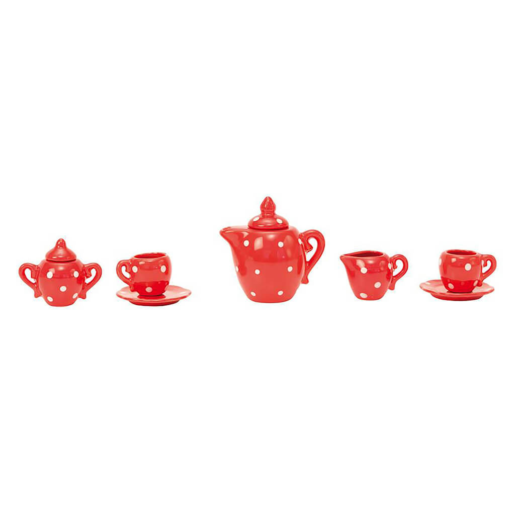 La Grande Famille Red Ceramic Tea Set