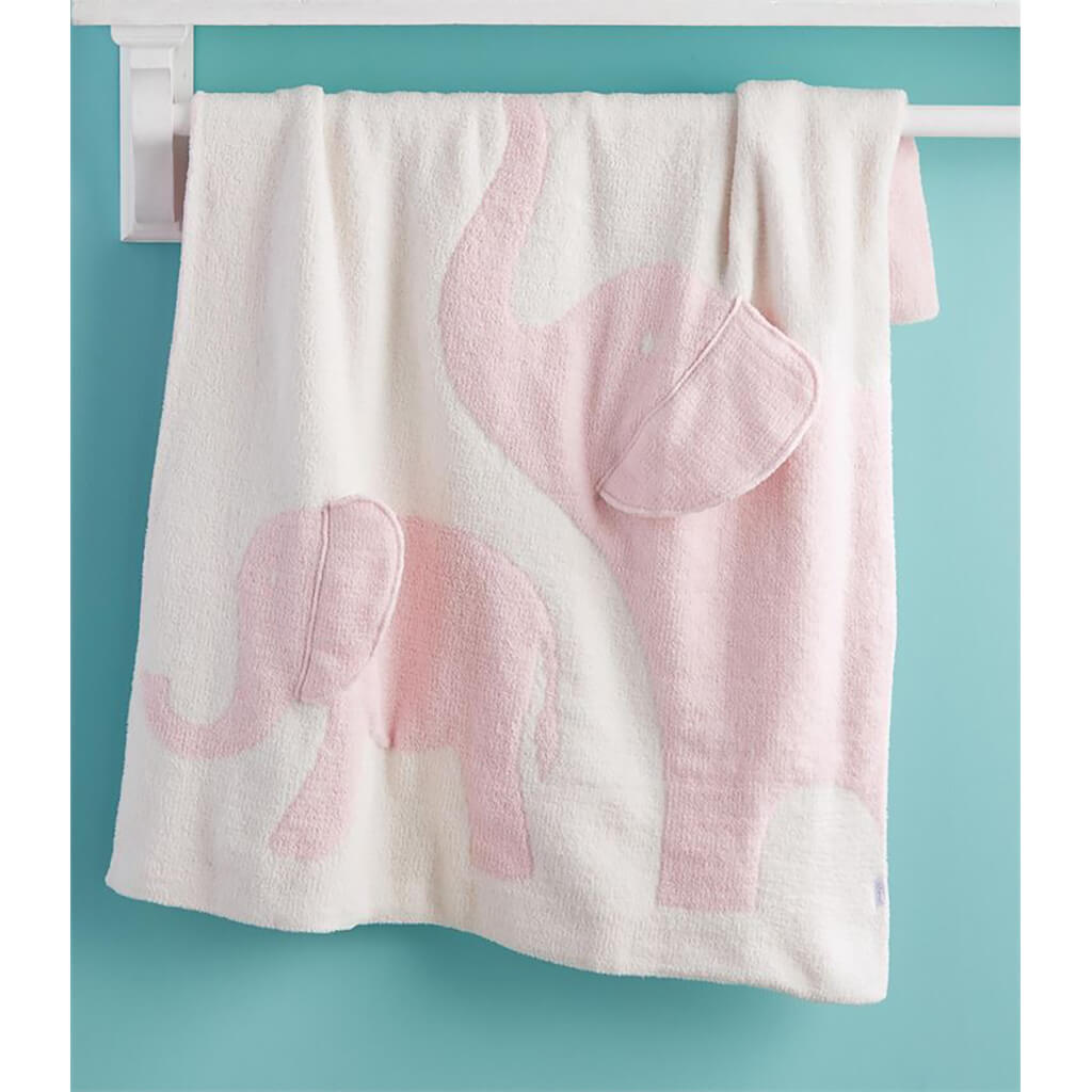 Chenille Blanket Pink Elephant