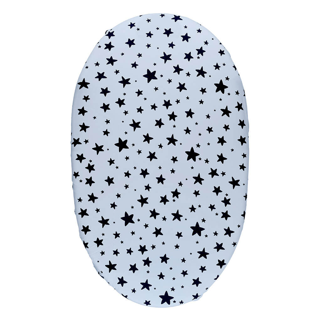 Bassinet Sheet Black Stars/Light Blue