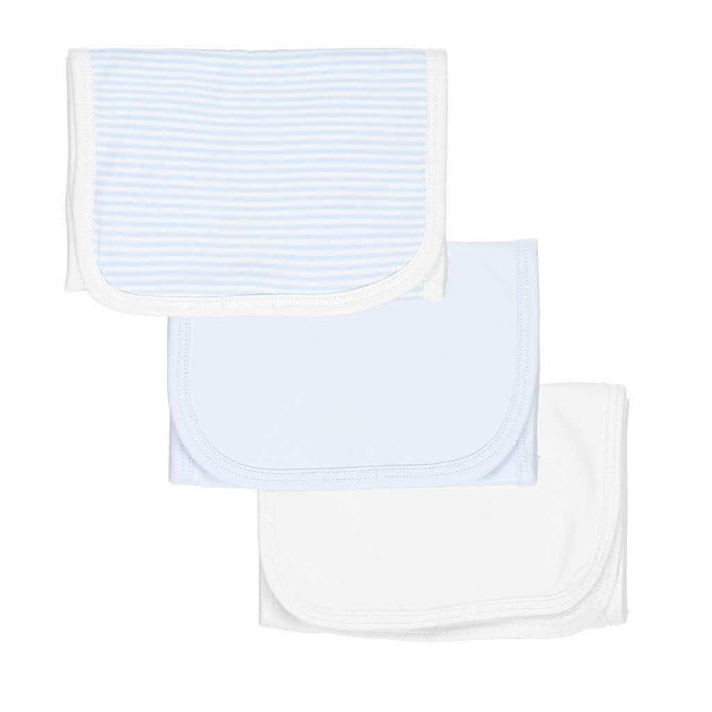 3 Pack Burp Pad Blue Stripes