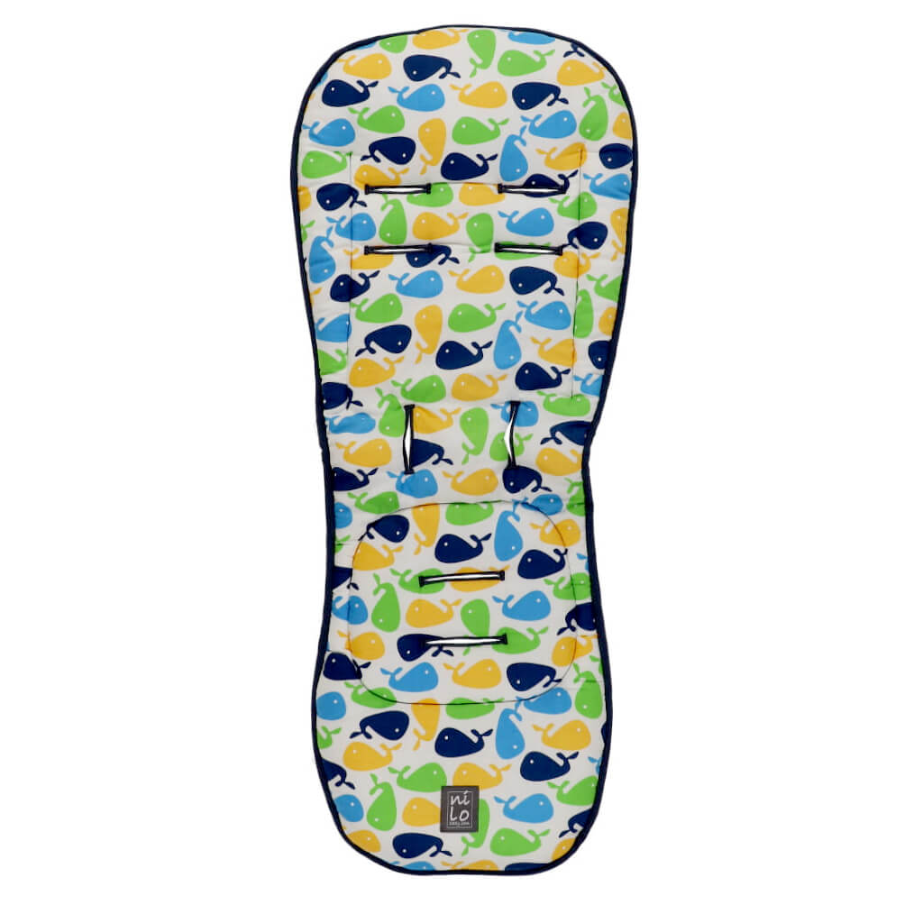 Long Stroller Mat Whales Blue/Yellow/Green