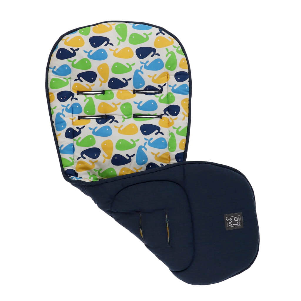 Long Stroller Mat Whales Blue/Yellow/Green