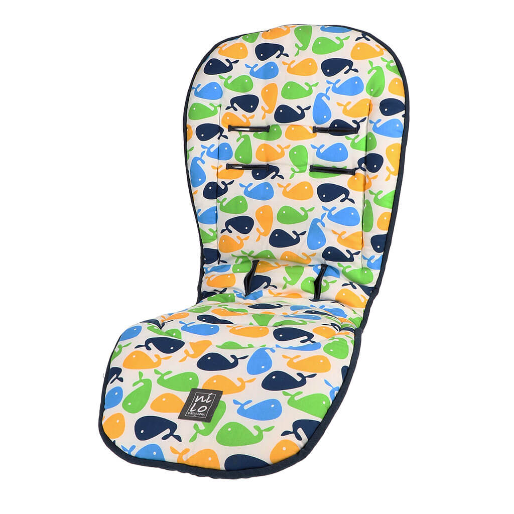 Long Stroller Mat Whales Blue/Yellow/Green