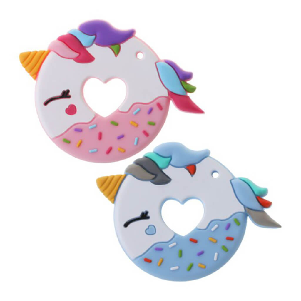 Silicone Teether Unicorn Donut Blue