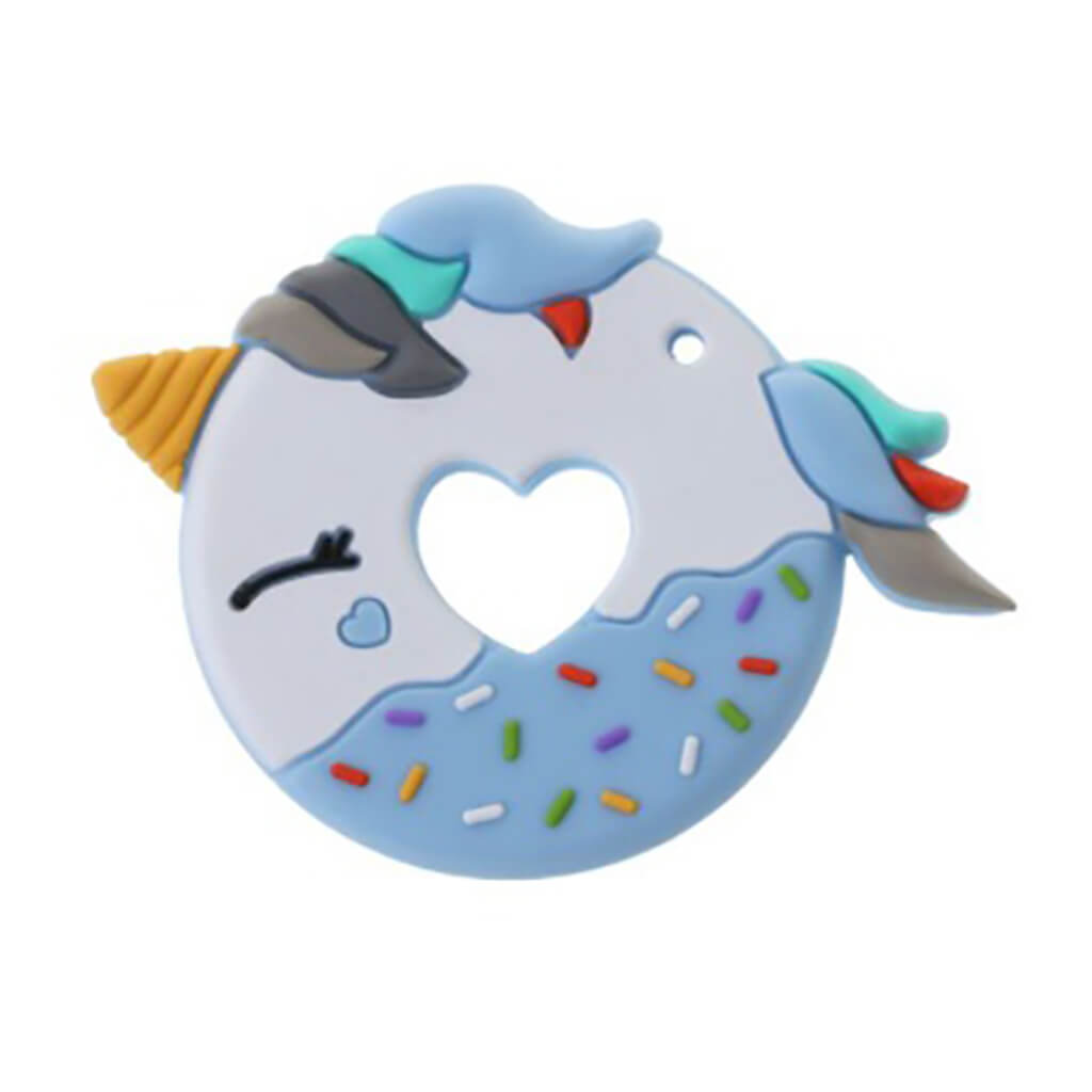 Silicone Teether Unicorn Donut Blue