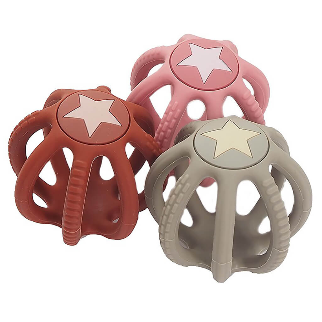 Silicone Teething Ball Star Grey