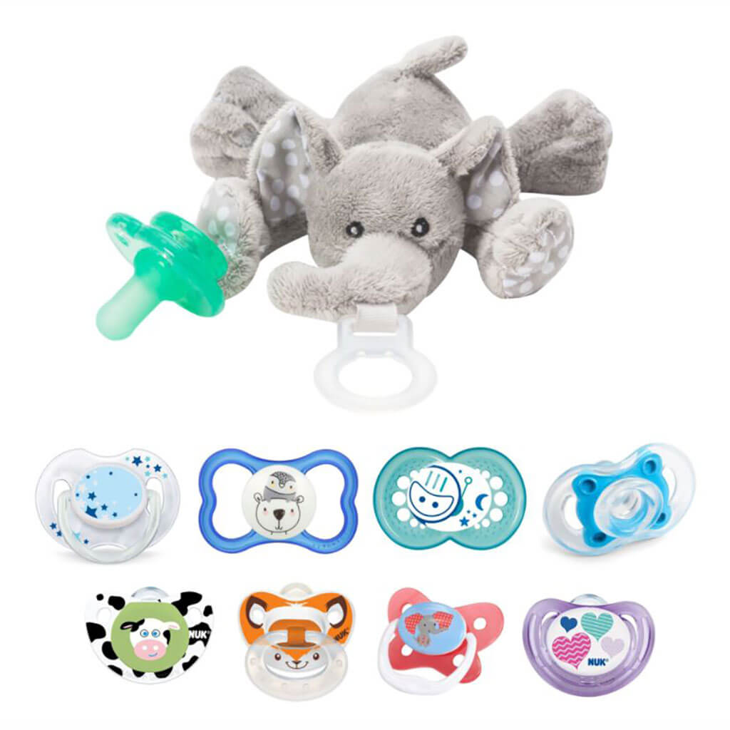 Paci Plushies Pacifier Holder Ella Elephant Grey