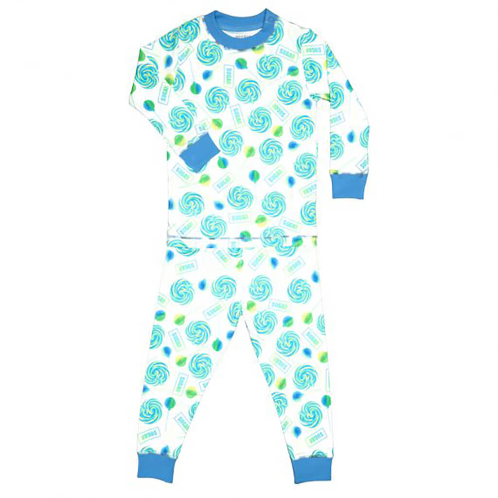 Noomie by robynblair 2 Piece Pajamas Blue Lollipops 6T