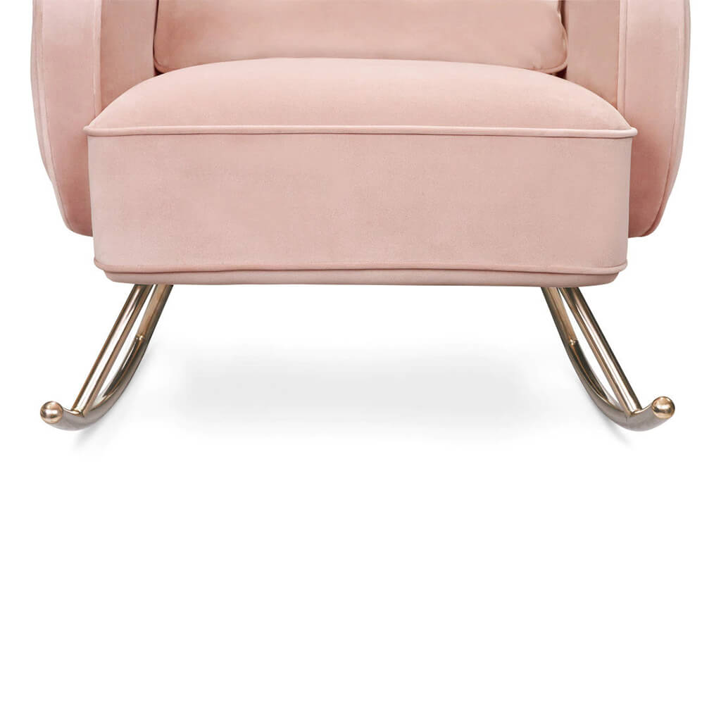 Nursery Works Compass Rocker with Rose Gold Legs Blush Velvet