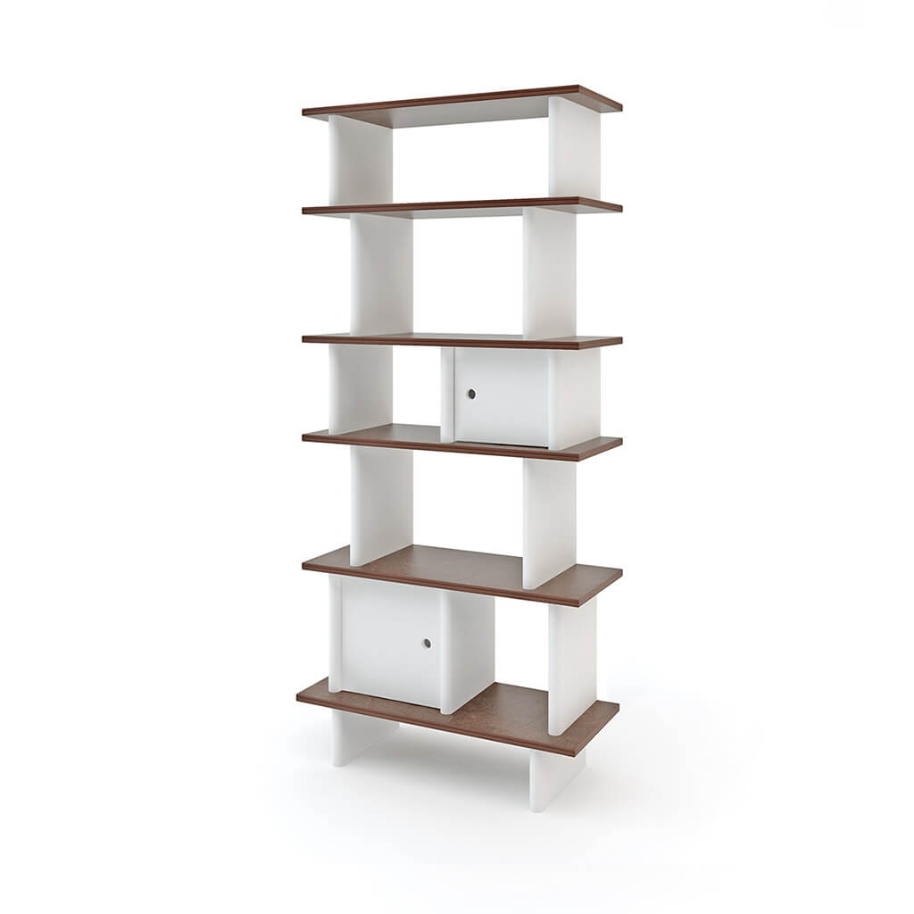 Vertical Mini Library White Walnut