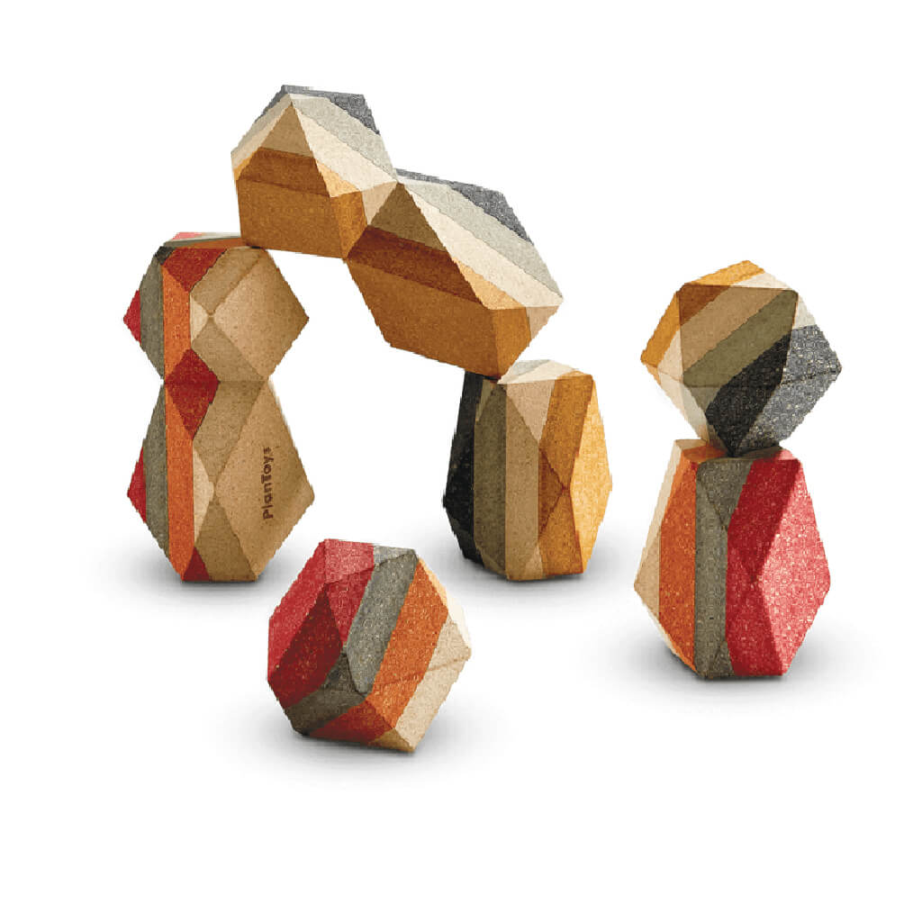 PlanToys Wooden Geo Stacking Rocks