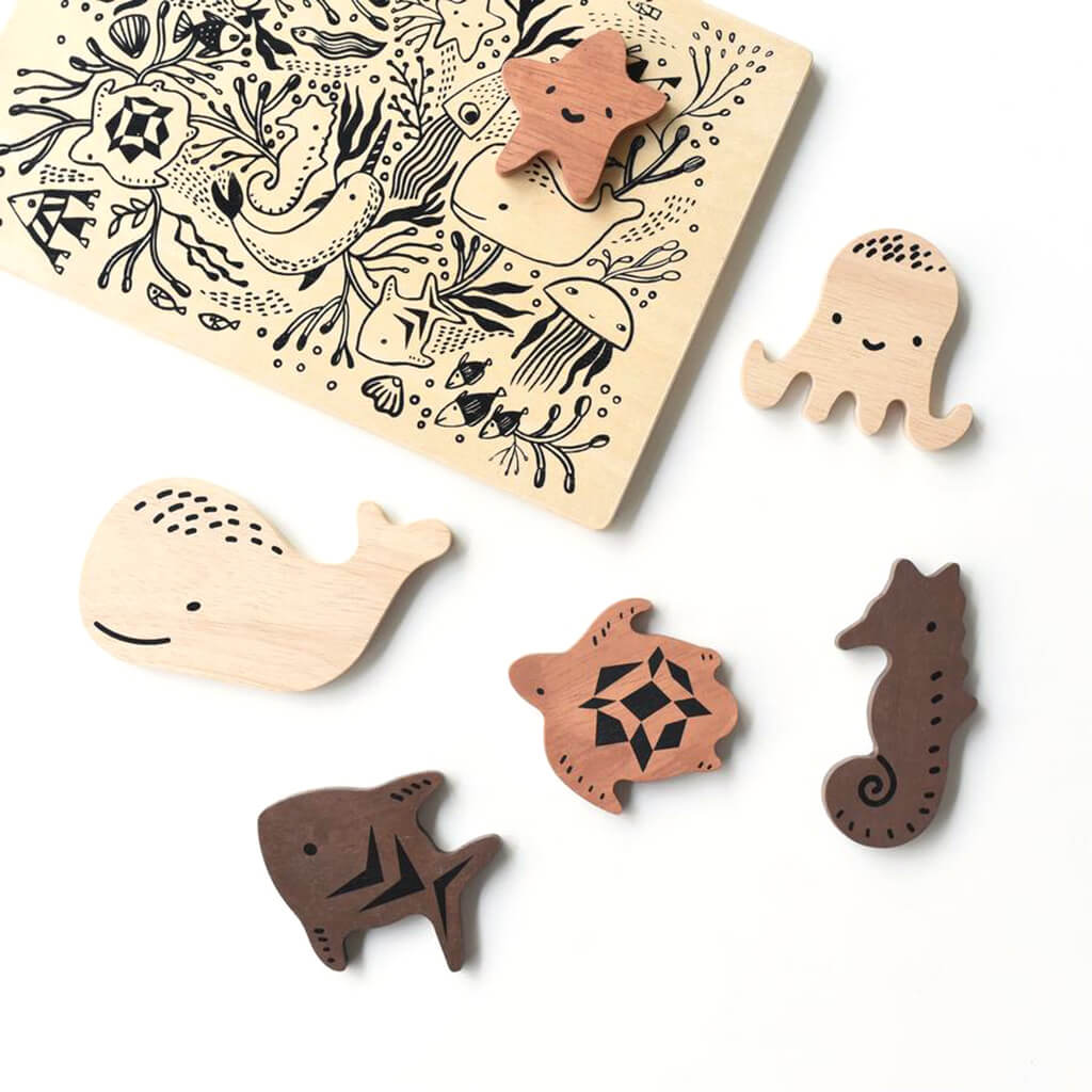 Wooden Tray Puzzle Ocean Animals