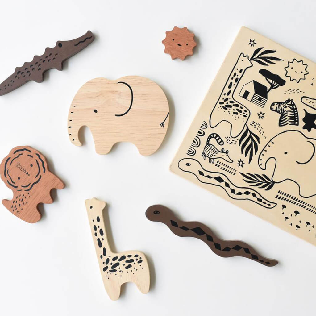 Wooden Tray Puzzle Safari Animals